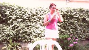 After drinking a drink I piss in a garden in front of everyone!