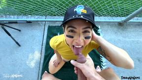 Pornhub Model Sucks in Public Dugout - Blowjob &mdash;  Rimjob &mdash;  Cumkiss - TabbyNoName