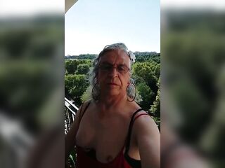 A Messy Wench Playing on the Terrace