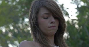 Sexy red hair girl masturbation in the car