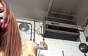 Waiting in a basement alexis crystal is bound to a chair with a ball gag in