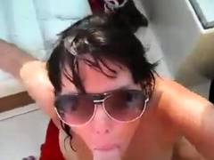 chubby woman takes a load on a boat