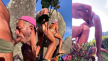Subimos ao morro pra foder gostoso,com a praia ao fundo como cenário perfeito - Edição de novo ângulo - Foda completa