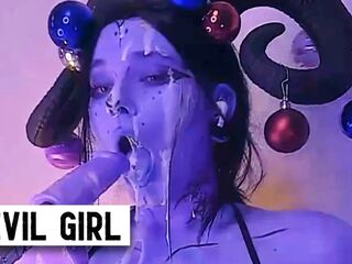DEVIL FILLED WITH CUM PASSIONATELY GIVES BLOWJOBS