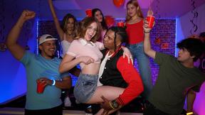 University Party Chick Lucy Foxx Pool Table Fuck with Kaby Snow