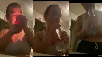 Smoking weed and trying to deep throat’s this massive thick 10 inch dildo