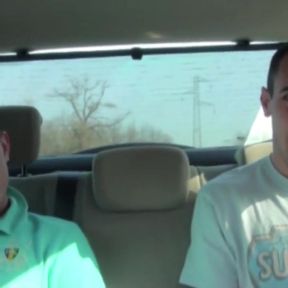 Adrian sucking Theo in outdoor in the car and fucked