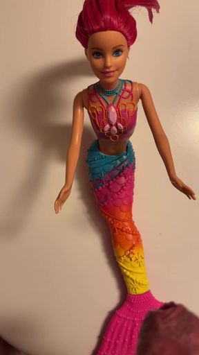 Horny Monica (Barbie Rainbow Fashion Mermaid) getting a hot load of cum!