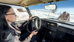 CAR STUCK My friend and I got stuck in the snow in high heels
