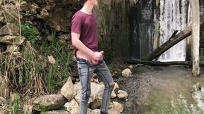 Hot Hunk Jerking His Big Dick (23cm) In Public Place With Gay Boy