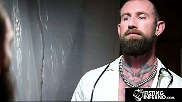FISTING INFERNO - Twink Sub Gets Rough CBT from Dom Doctor and His Bearded Assistant