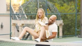 ”Amazing Aubrey Starr takes her coach's shaft in her bum”