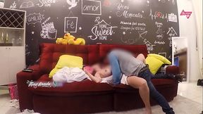 I received the delivery man all naughty, I couldn'_t resist and let him fuck me nicely on the couch at home