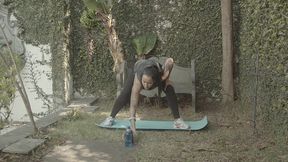 the yoga teacher teached me positions i didn t know and gave me fresh milk at the end