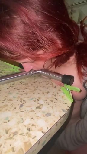 tits with clamps and pressing - solo