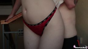 Horny girl sex and blowjob - cum on panties