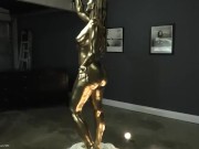 Golden Heist - Caroline Pierce & Star Nine Wet & Messy Body Painting Statue Fetish TRAILER