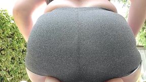 risky sunbathing in the public garden with a big diaper