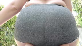 risky sunbathing in the public garden with a big diaper