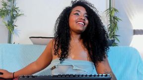 Big Titted Black Woman Masturbates Her Pussy with Her Dildo