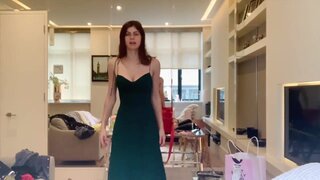 Cute pornstar changes dresses online on quarantine