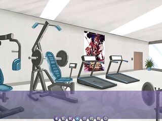 Futadomworld: Stud Surrounded with Large Meaty Built Futas in the Gym - Clip 4