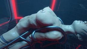 lara croft lovely tits & pussy piercing girl amazed by giant cock dildo machine! 4k 60fps