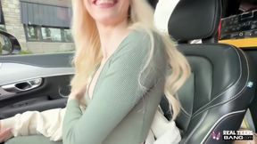 Roadside blowjob turns into rough pounding—lingerie-clad blonde takes every inch in HD