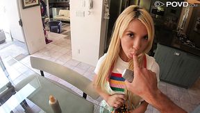 Lovely blonde baker with juicy booty Kenzie Reeves wanna ride sloppy cock