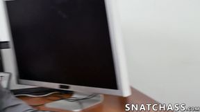 Huge hunk rides office managers dick to keep his job