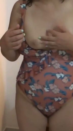 58-year-old Latina milf at the beach shows off in bikini   Clip 1