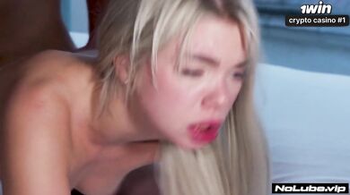 Blonde teen gets pounded rough screaming cum in mouth
