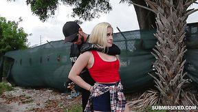 Pale and slender blonde suspected chick Mila Marx gets fucked by cop