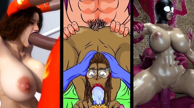Hot Lebanese milf with a fat ass gets pounded by thugs and BBC on a cartoon spaceship