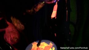 Tease and BTS with blacklight shower fun featuring Natasha Nice