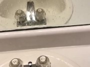Stud Cum and then Male Squirt on Mirror