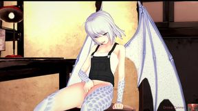 scaly siren’s slippery ride – blue-haired vixen milks every inch after fingering!