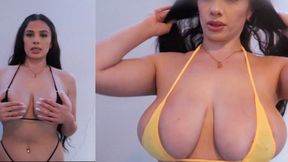 Mom's Juicy Boobs Get Plump in New Bikinis, Sopping Wet in Swimsuit Try-On Sesh