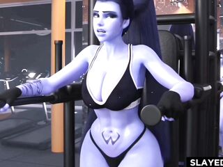 Widowmaker and enormous loads in the gym with BBC (Compilation) non-human & alien angel