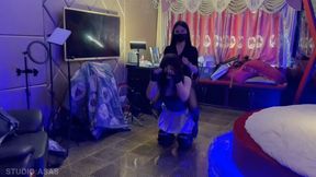 Crazy supersonic riding ponygirl at maximum speed and rapid crawling in home ponyplay piggyback by female boots Knight #JA001