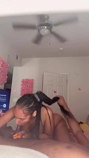 ebony couple enjoys bbc and blowjob