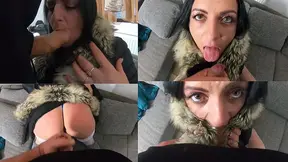 Cum on My Black Fur Downjacket Blowjob & Jacket Fetish
