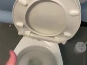Cruising In public toilets messing with my hard cock with big cumshot