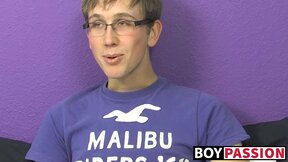 Jockstrap glasses twink Tommie Reed sexy solo masturbation