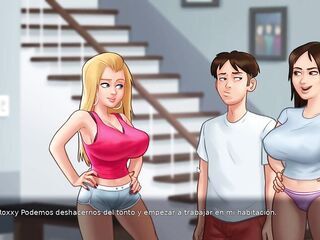 stepsister playing with her recent ally's melons - Summertime Saga