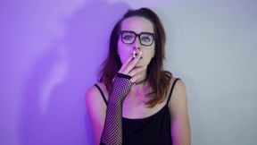 Goth Girl Smoking in Fishnets