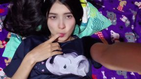 Colombian Girl Masturbating Alone and Moaning While Watching a Porn Movie