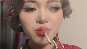 There is a striking harmony between cheongsam and cigarettes