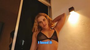i found my wife at home, totally horny, smoking and wearing nothing but lingerie—and her thong had  eat my ass  written on it. guess what happened next. vagninho and dutrasura