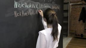 Teacher Fucked Student Baby Bamby In The Ass During Private Lesson! Teacher made her suck cock under the table NRX049